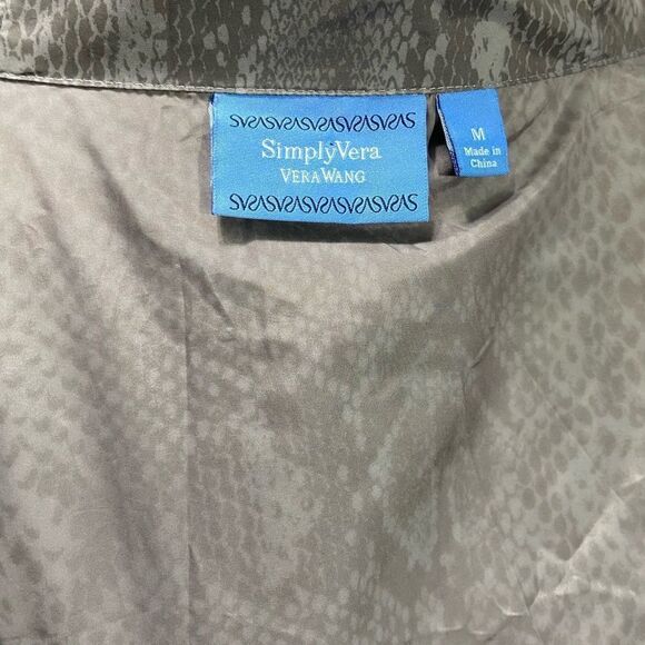 Vera Wang Simply Vera Gray Snakeskin Packable Nylon Blend Windbreaker Jacket Med - Picture 6 of 6